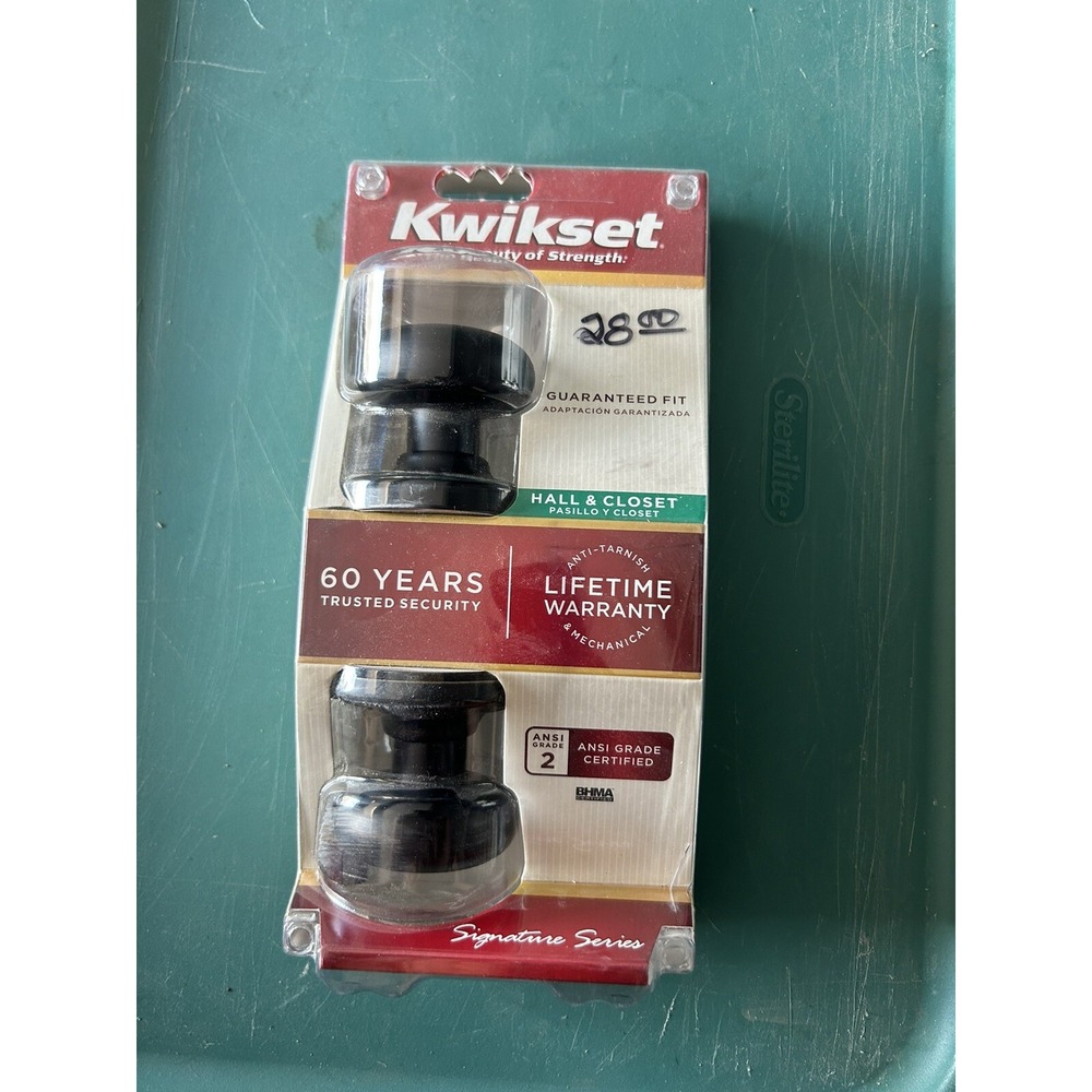 Kwikset Hall & Closet Door Knob Set Signature Series 97300-700 Antiqued Brass